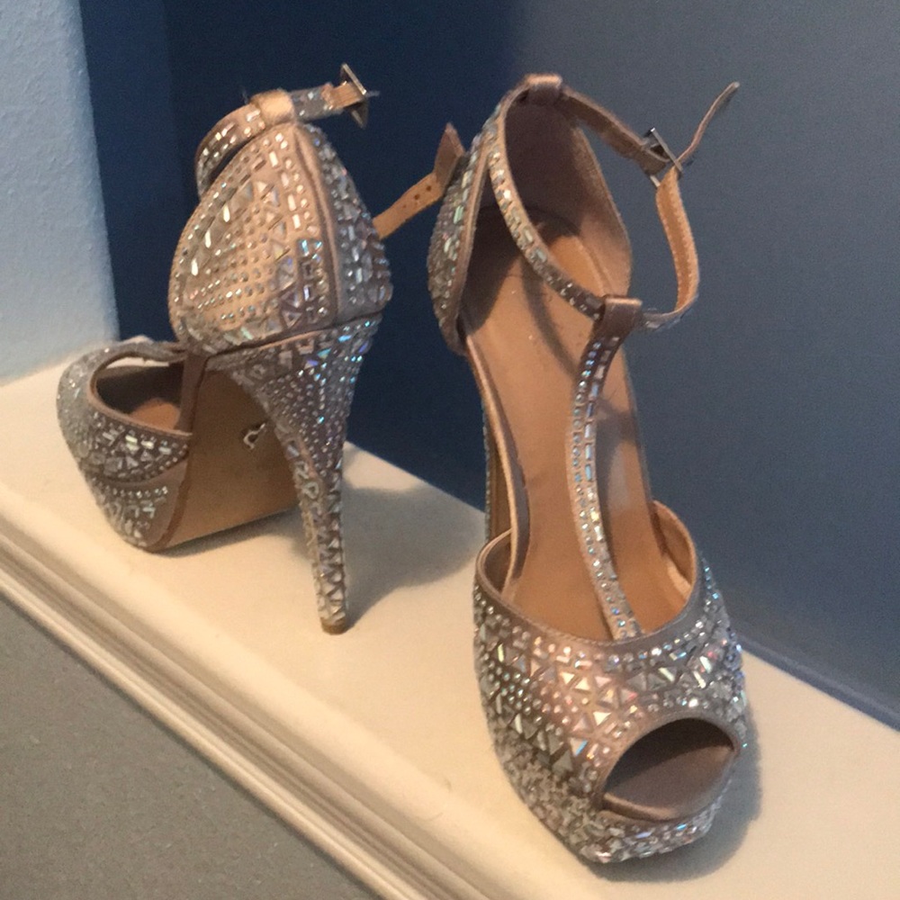 Champagne platform heels